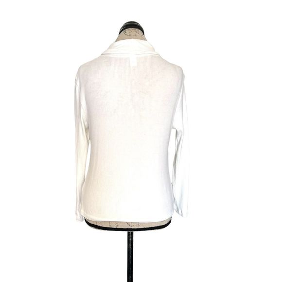 Old Navy Womens Blouse Size Medium Petite White Turtleneck Ribbed Sea Salt - Picture 2 of 13